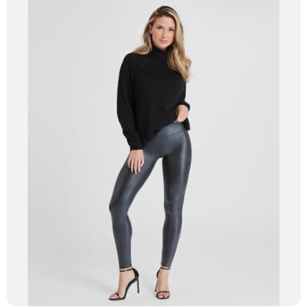 Spanx Faux Leather Croc Leggings in Gunmetal
